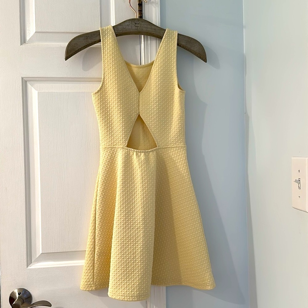 Frenchi(R) 'Spring Dot' Cutout Back Skater Dress (Juniors) YELLOW SOFT
